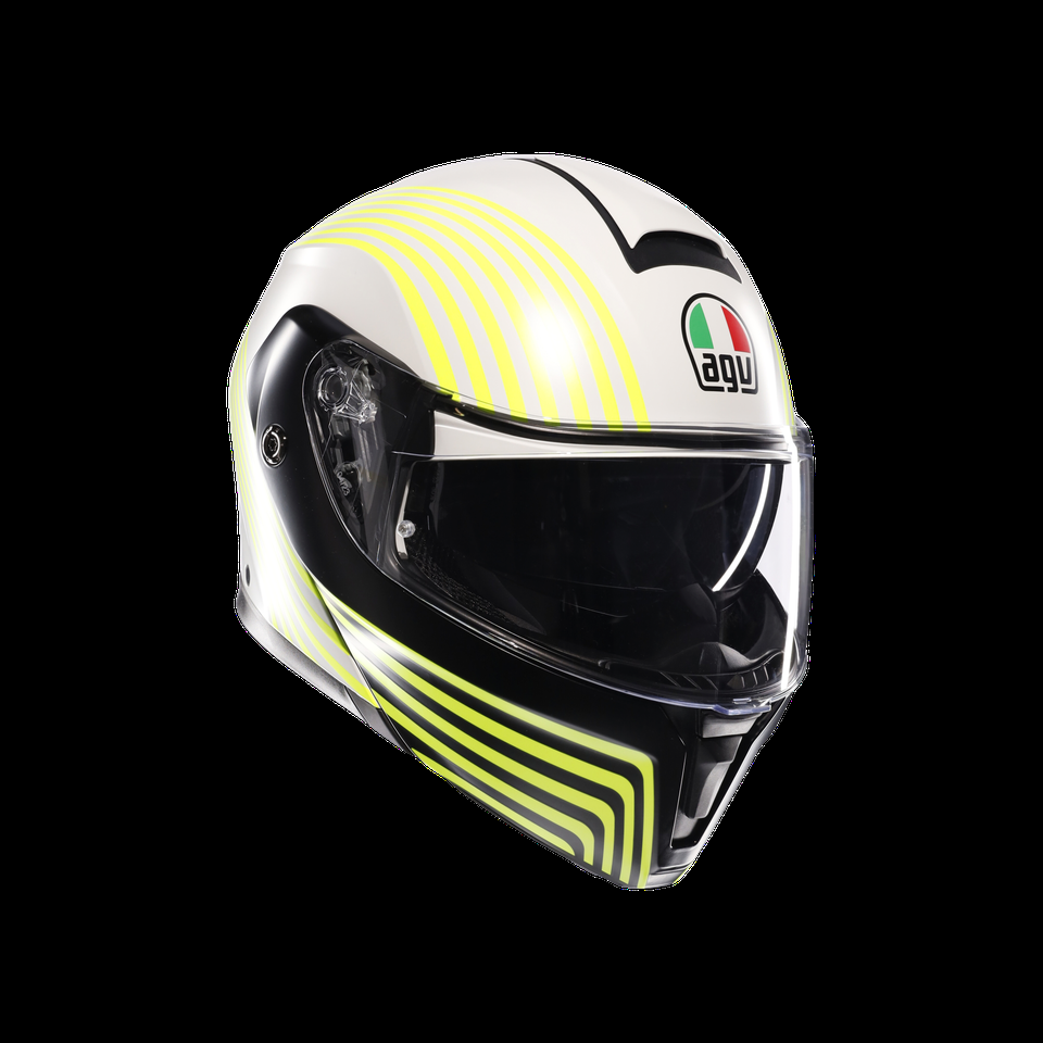 streetmodular iseo matt whiteblackyel fluo motorbike flip up helmet dote2206